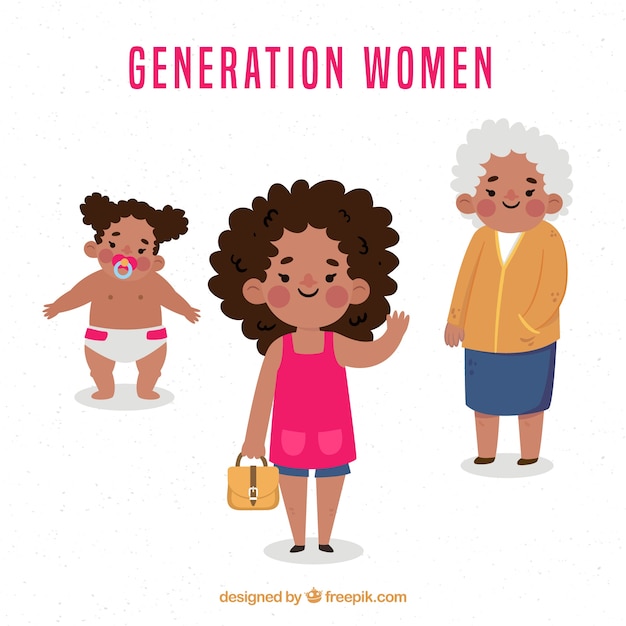 Free vector black women collection in different ages
