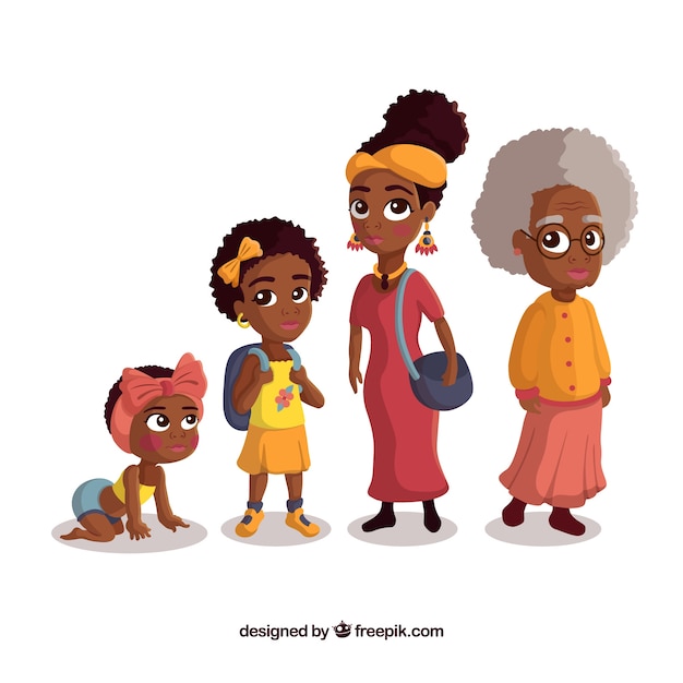 Free vector black women collection in different ages