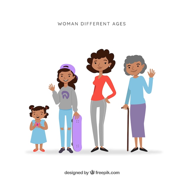 Free vector black women collection in different ages