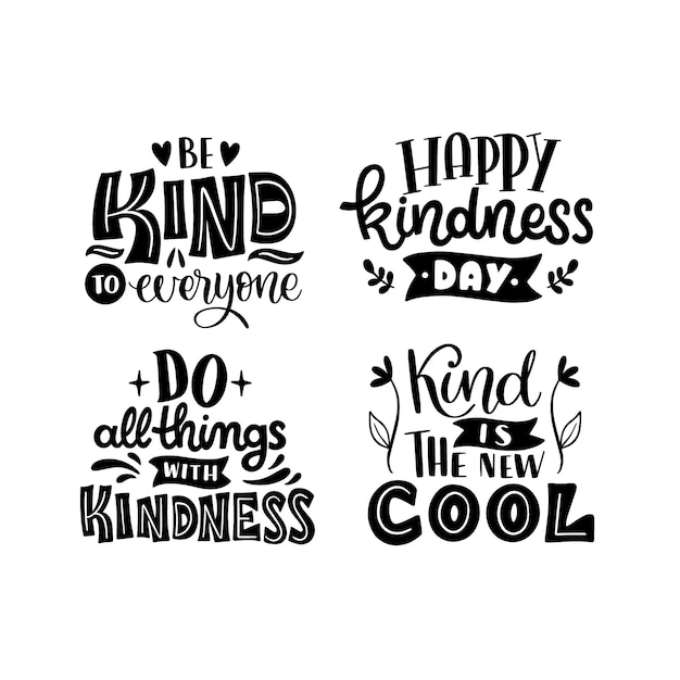 Black world kindness day lettering set