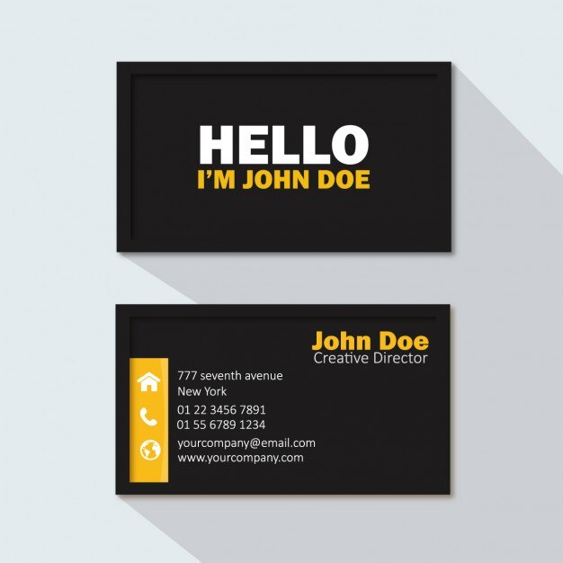 Black and yellow business card