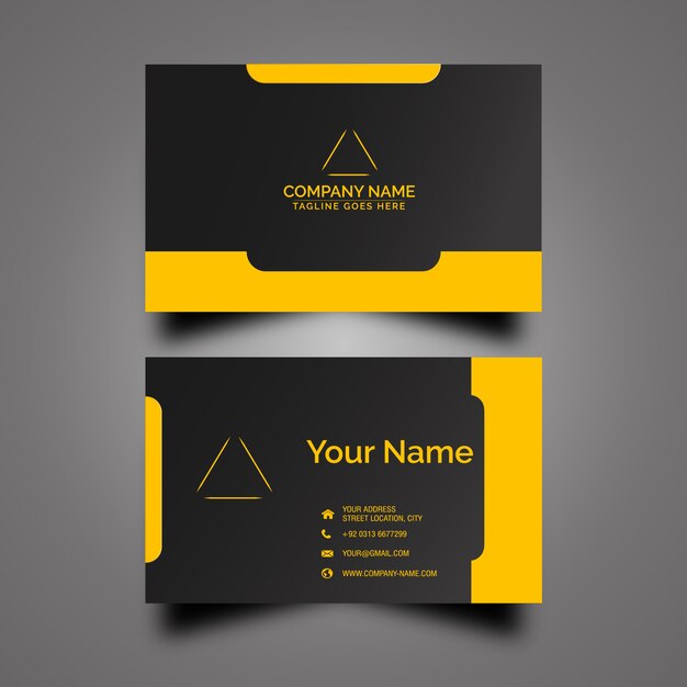 Black and yellow business card