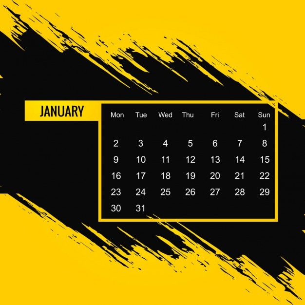 Black and yellow calendar 2017