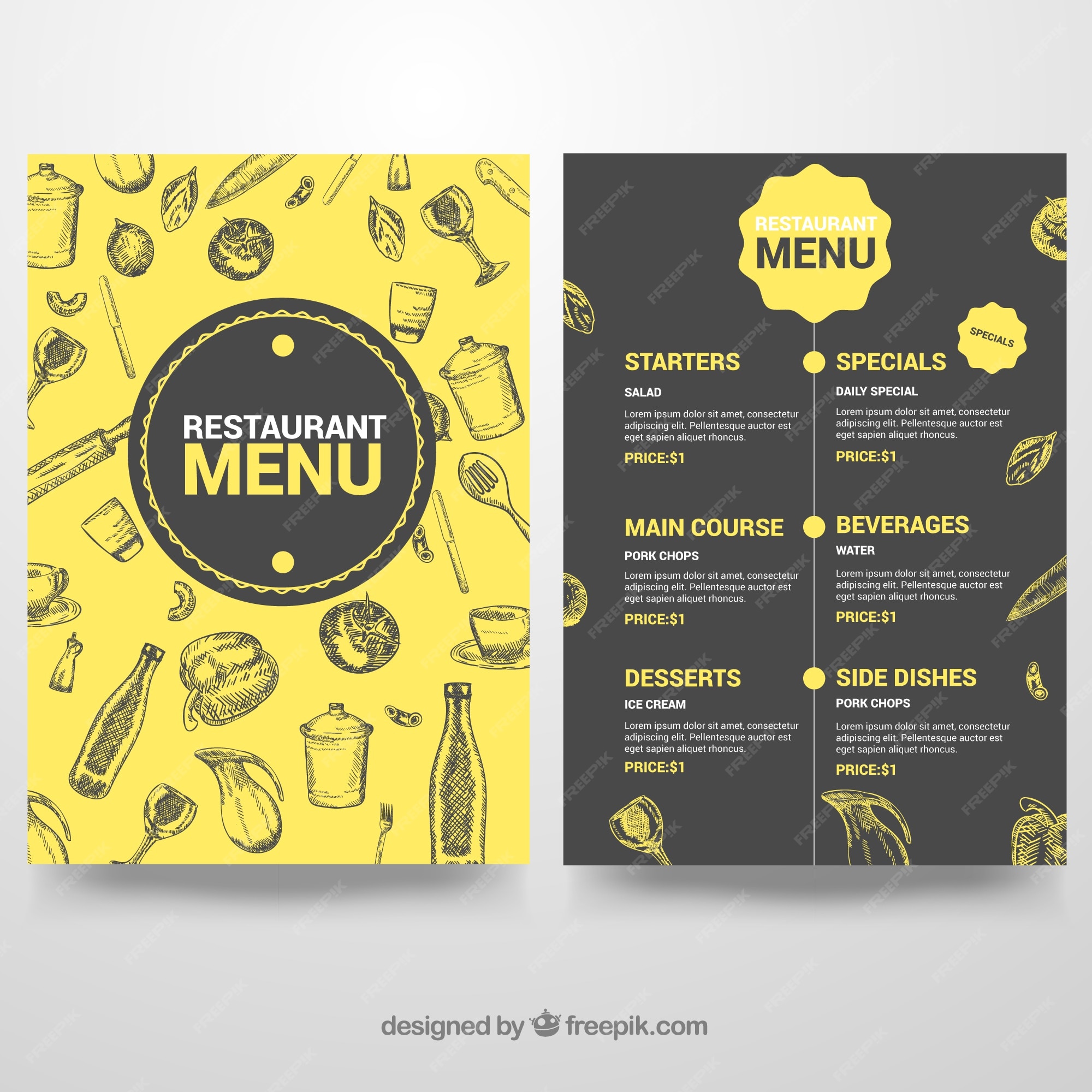 Hãy cho khách hàng của bạn thấy được sự chuyên nghiệp của công ty với mẫu menu màu đen và vàng đầy tinh tế. Hình ảnh sẽ giúp bạn thu hút sự chú ý của khách hàng và tạo ra ấn tượng trang trọng. Hãy sẵn sàng cho một trải nghiệm ẩm thực độc đáo và đầy ấn tượng.