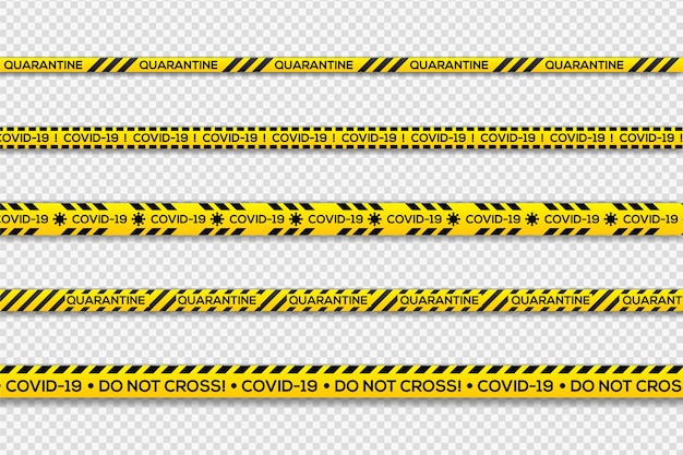 검정색과 노란색 경고 검역 줄무늬