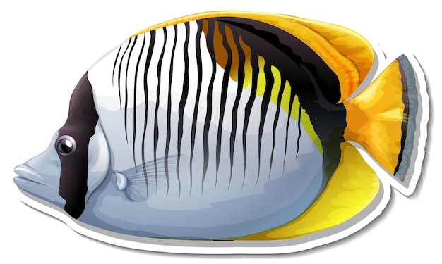 Бесплатное векторное изображение Наклейка с морским животным, рыба-бабочка, рыба-бабочка
