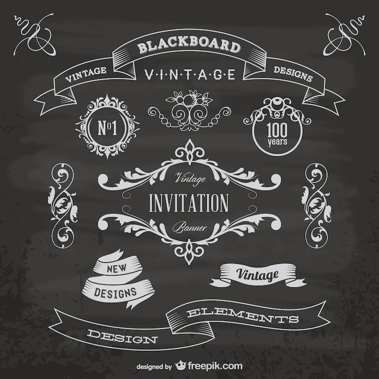 Free Vector blackboard anniversary graphic elements