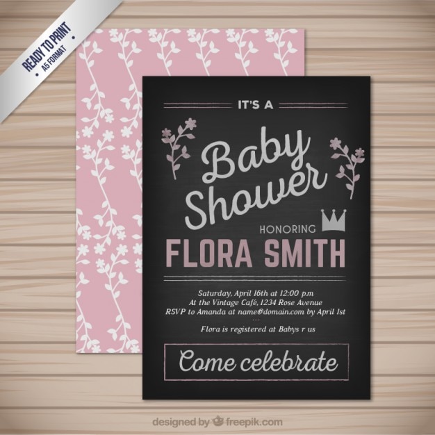 Blackboard baby shower card