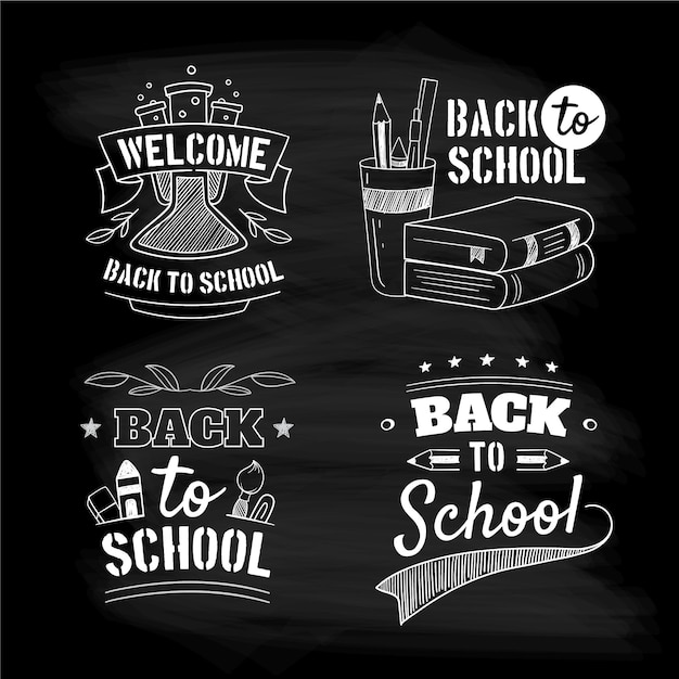 Blackboard back to school badges collection