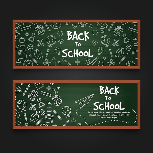 Free vector blackboard back to school banners template