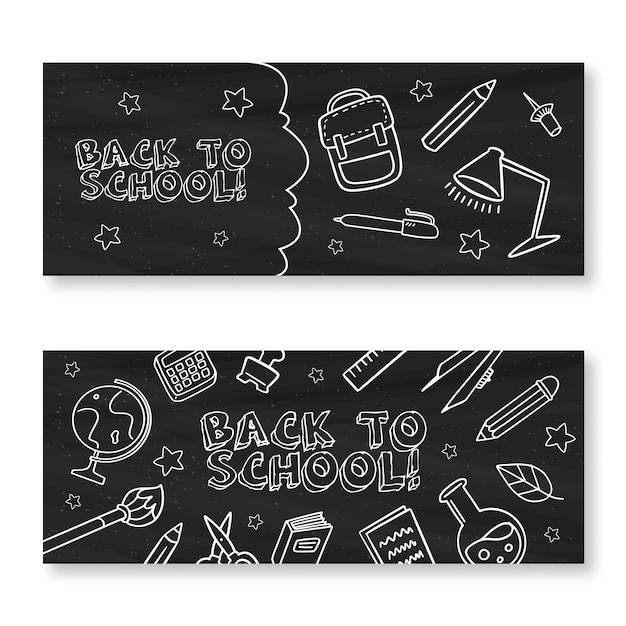 Free vector blackboard back to school banners