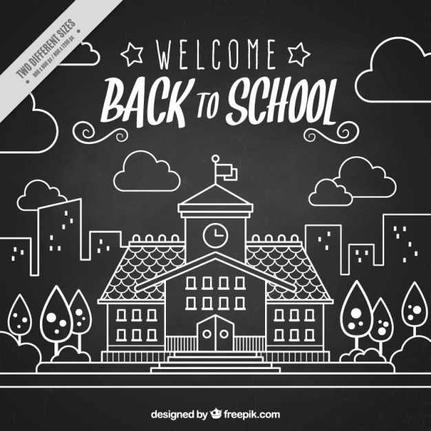 Blackboard background of hand drawn back to school