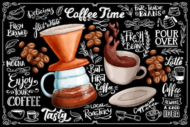 Blackboard background with coffee