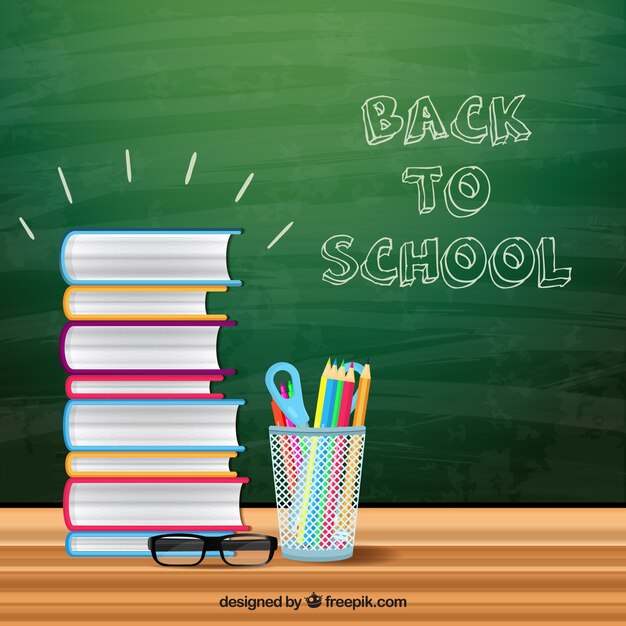 Blackboard background with free and school supplies