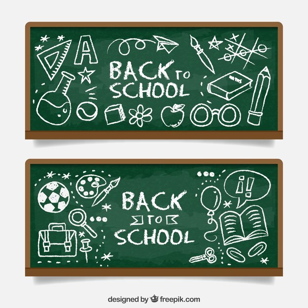 Blackboard banners with fun drawings