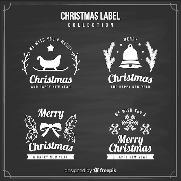 Blackboard christmas label collection