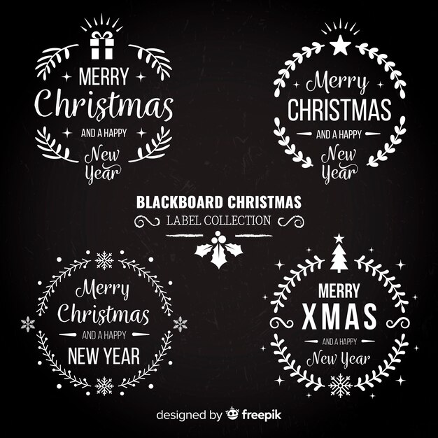 Blackboard christmas label collection