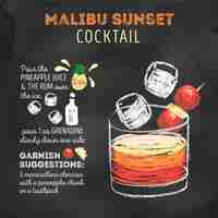 Free vector blackboard cocktail recipe