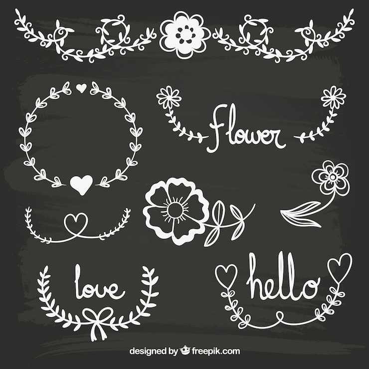 Free Vector blackboard floral decoration