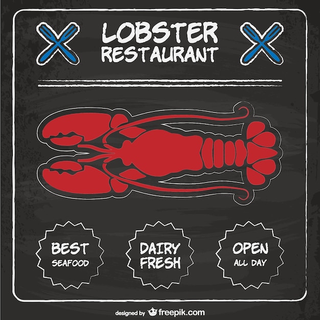 Free vector blackboard of fresh seafood restaurant