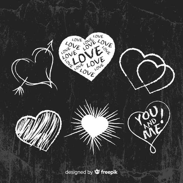Free Vector blackboard heart set