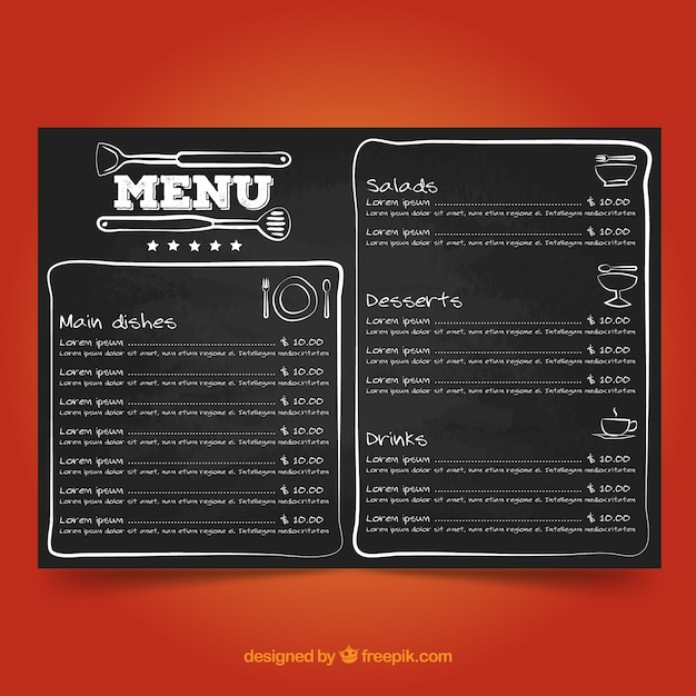 Blackboard menu template 