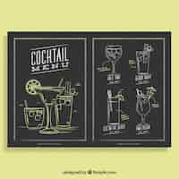 Free vector blackboard style cocktail menu template