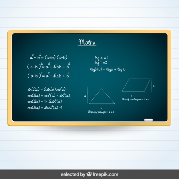 Free vector blackboard with maths subject