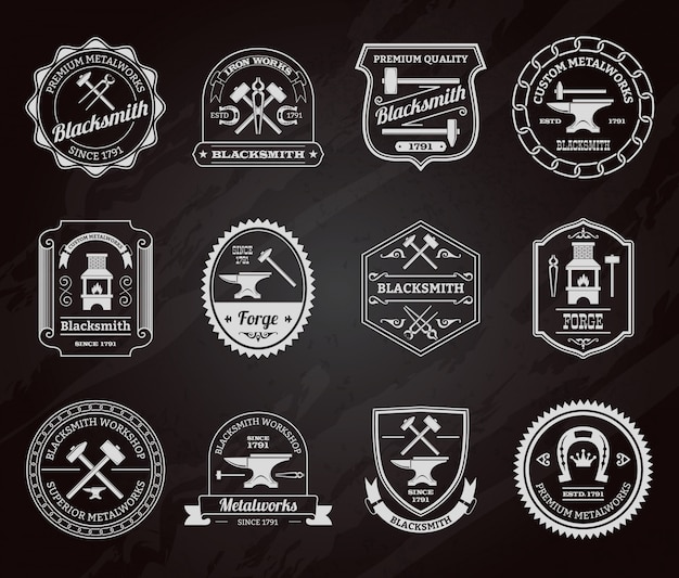 Free vector blacksmith badge chalkboard