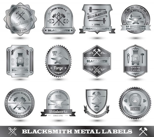 Vettore gratuito blacksmith metal label