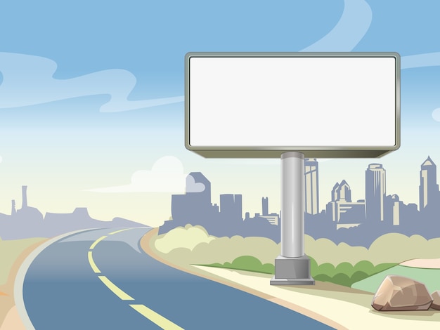Free vector blank advertising highway billboard and urban landscape. commercial advertisement outdoor, board poster. vector illustration