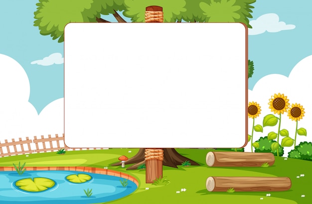 Free vector blank banner in nature park scene