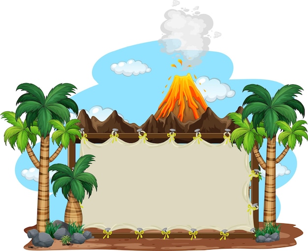 Blank banner on prehistoric scene background