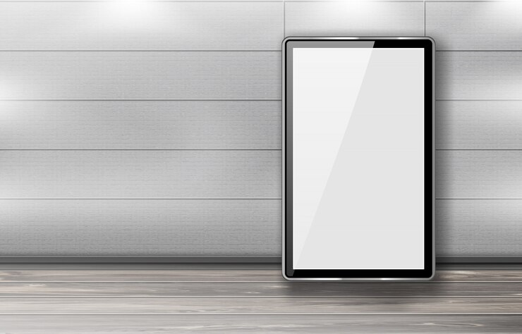 Free Vector blank billboards stand in row in office hallway