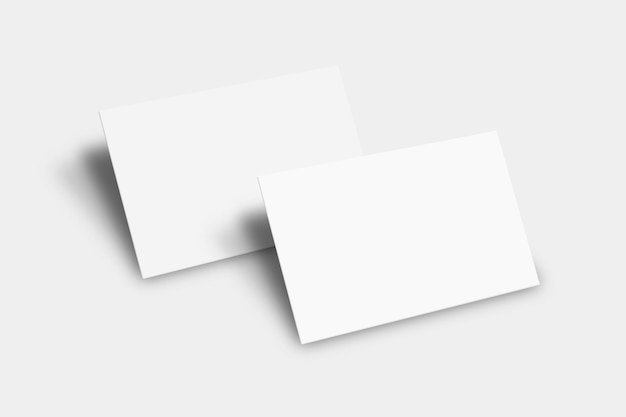 Макет пустой визитки в белых тонах с видом спереди и сзади