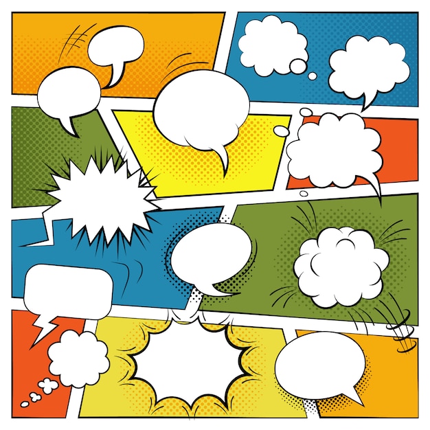  Blank comic speech and sound effects bubbles set 