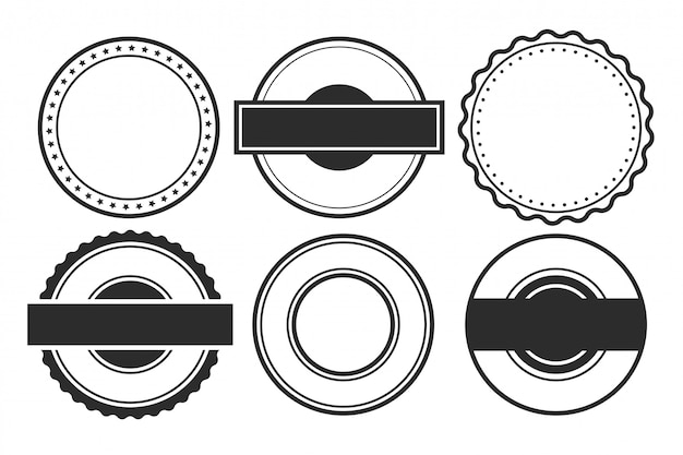 Free vector blank empty circular stamps or labels set of six