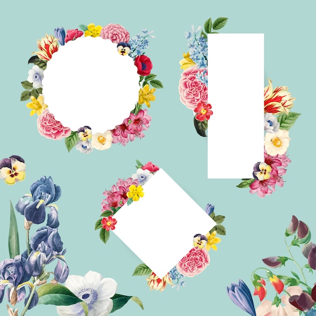 Free vector blank floral frame collection vector