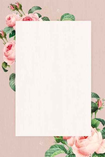 Blank floral rectangle frame vector