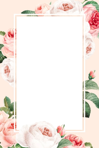 Blank floral rectangle frame vector