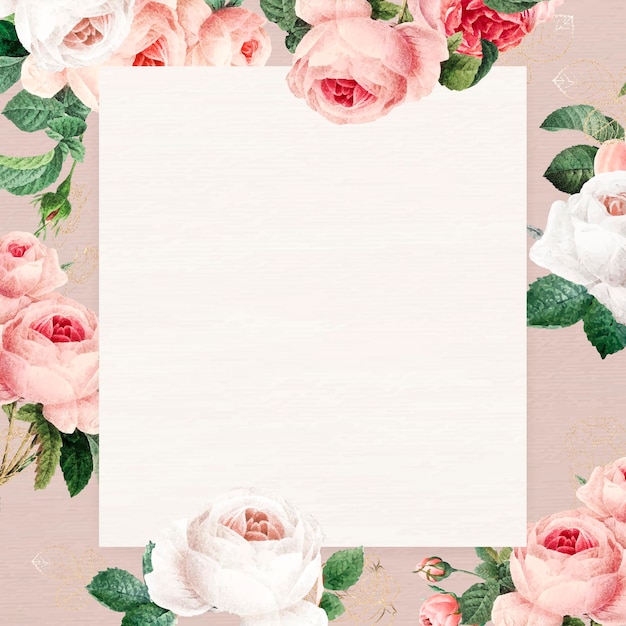 Free vector blank floral square frame vector