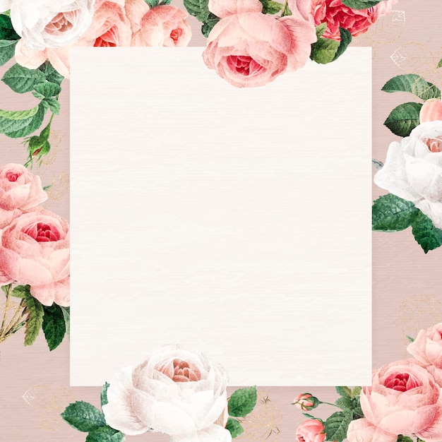 Blank floral square frame vector