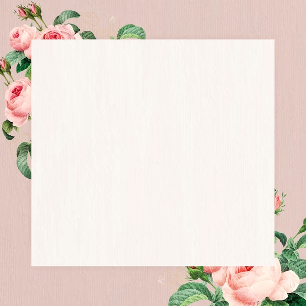 Blank floral square frame vector