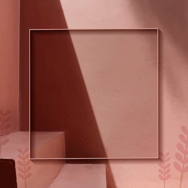 Blank frame on copper botanical patterned background