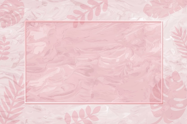 ピンクのモンステラパターンの背景ベクトルの空白のフレーム