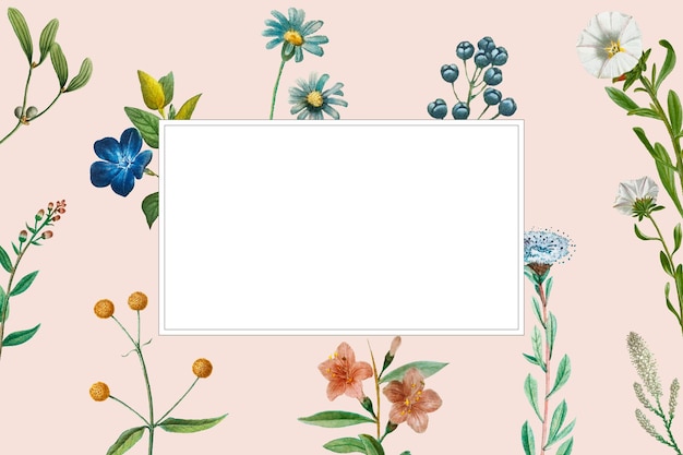 Free vector blank frame on summer botanical background
