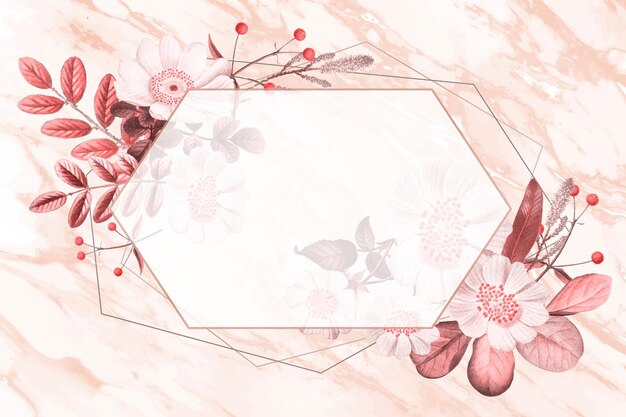 Blank frame vector on summer botanical pattern