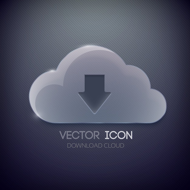 Free vector blank glass cloud and down directed arrow