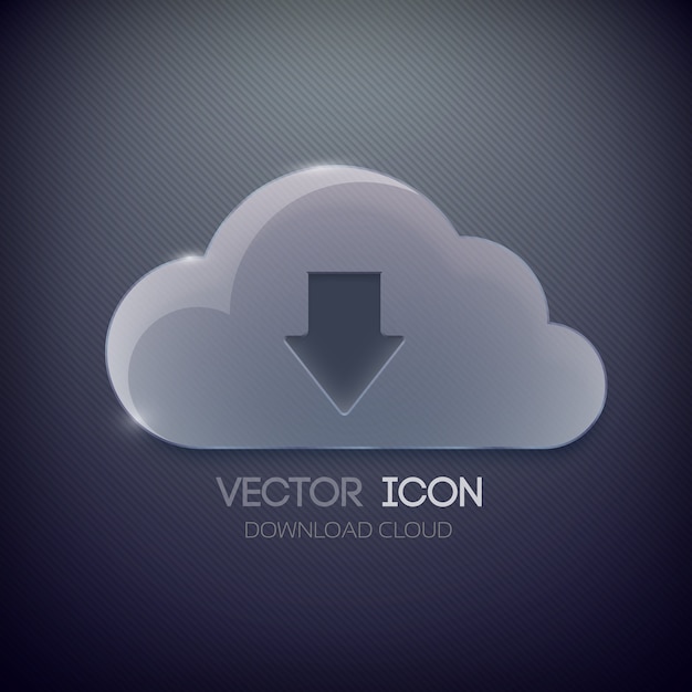 blank glass cloud and down directed arrow