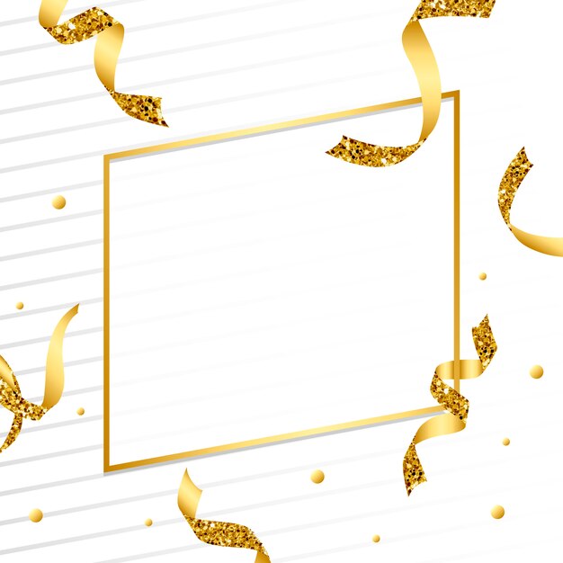 Blank golden emblem with confetti vector